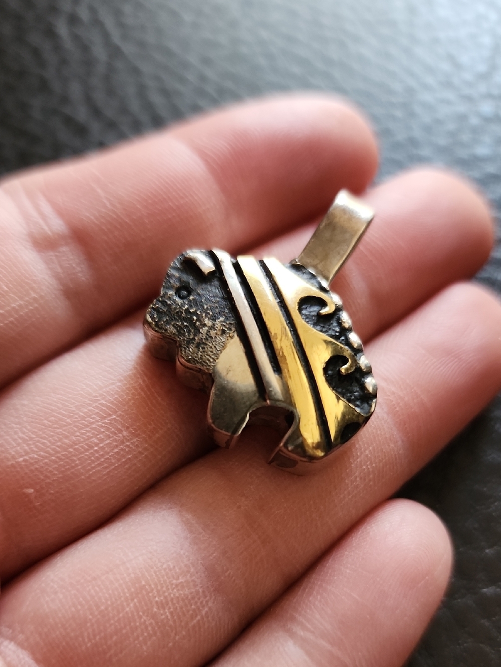 VTG Thomas Singer Navajo Sterling & Gold Overlay Buffalo Pendant